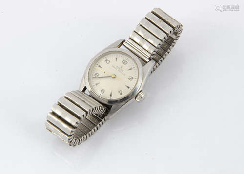 A c1950s Rolex Oyster Precision mid-sized or boys stainless steel wristwatch, 30mm case, similar