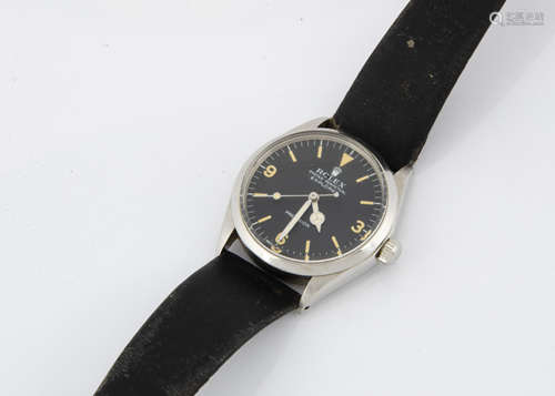 A late 1950s Rolex Oyster Perpetual Explorer stainless steel gentleman's wristwatch, 34mm case,