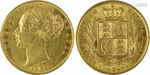 Sovereign, Großbritannien 1861, Av. Kopf der Victoria n. li., Umschrift und Datum 1861, Rev.