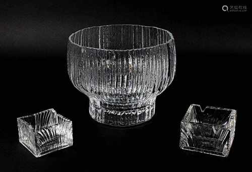 Rosenthal studio-linie Glasschale und zwei Aschenbecher, um 1970: Schale klares Kristallglas, Design