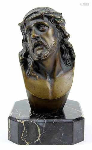 Pollet, Joseph - Michel - Ange (Palermo 1814 - 1870 Paris), Christusbüste, Bronze, mit goldbrauner