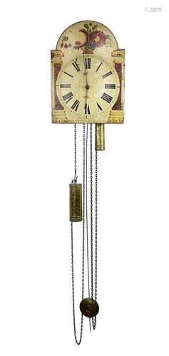 Schilderuhr, Schwarzwald, um 1860/80, Holzplatinenwerk, Gewichtsantrieb für Gang- u. Schlagwerk,