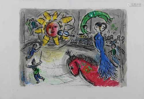 Chagall, Marc (Witebsk 1887 - 1985 Saint-Paul-de-Vence), Soleil et cheval rouge, Farblithographie,