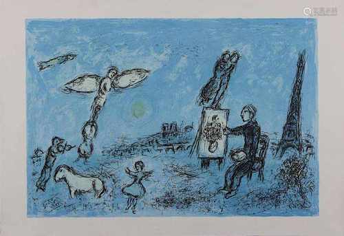 Chagall, Marc (Witebsk 1887 - 1985 Saint-Paul-de-Vence), Le peintre et son double, Farblithographie,