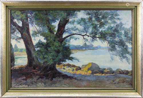 Deutscher Impressionist (um 1900), Am Bodensee, impressionistisches Gemälde, Öl/Lwd., unt. re.