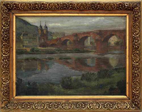 Würtele, Ludwig (Heidelberg 1884-1953), Alte Brücke Heidelberg, Öl auf Leinwand, unten rechts