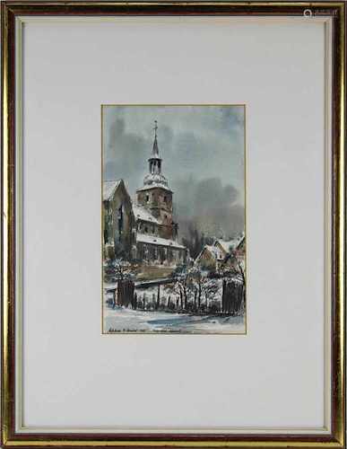 Schmidt, Fritz Ludwig (Saarbrücken 1922 - 2008 Saarbrücken, Winterliche Ansicht der Stiftskirche St.