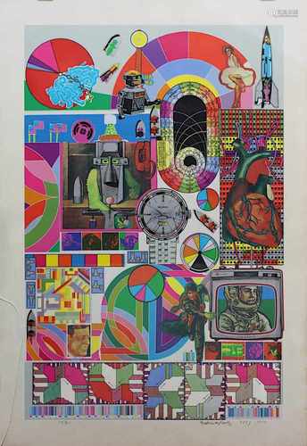 Paolozzi, Eduardo (Edinburgh 1924 - 2005 London), Bash, Siebdruck in 15 Farben mit Collage, am