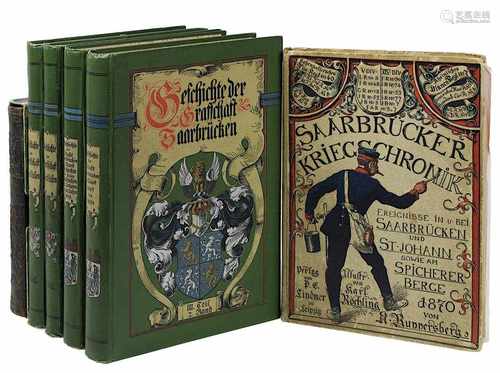 6 Bücher zu Saarbrücken 1862 - 1914; Fürstl. Nassauisches neues verbessertes Gesangbuch: Saarbrücken