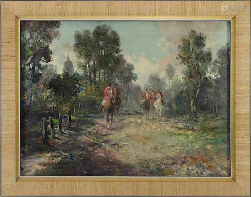 Klaiberg, Heinz (1917-1995), Parforcejagd, Öl auf Leinwand, li. u. signiert, 60 x 80 cm, im