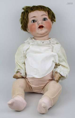 Cuno und Otto Dressel Große Porzellankopf-Babypuppe, Sonneberg um 1910, L 66 cm,