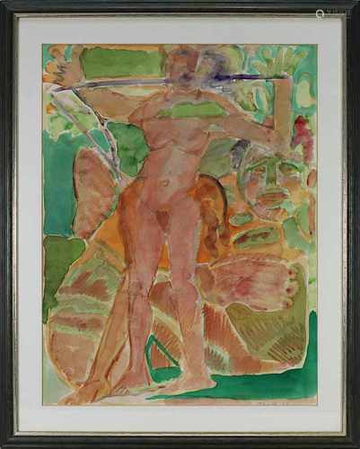 Frank, Edvard, (Korschenbroich 1909 - 1972 Saarlouis), Stehender Frauenakt, Aquarell, re. unt.