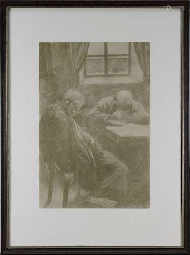 Baluschek, Hans (Breslau 1870 - 1935 Berlin), Gescheiterte Existenzen, wohl Kreidelithographie, unt.