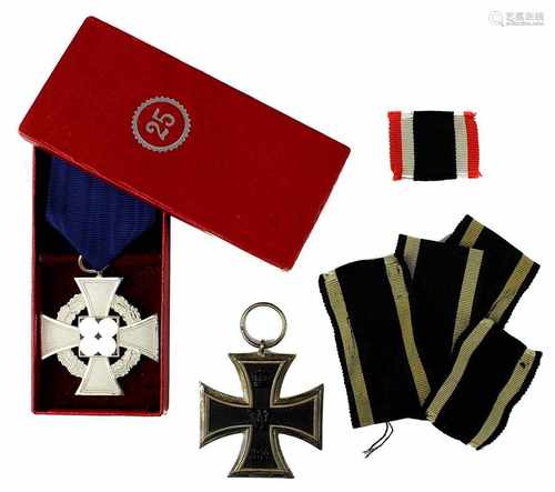 Zwei Orden, Deutsches Reich 1914 - 1945, Eisernes Kreuz 2. Klasse 1914 und Treudienst - Ehrenzeichen