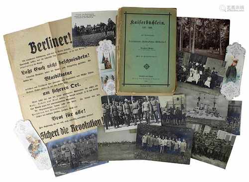 Kleines Konvolut zum Kaiserlichen Militär, Deutsches Reich 1888 - 1919: Kaiserbüchlein zur