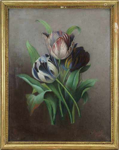 Angéle (Pastellmaler, 2.H.19.Jh.), Tulpen, Pastell, unt. re. signiert, Papier etwas fleckig, ca.