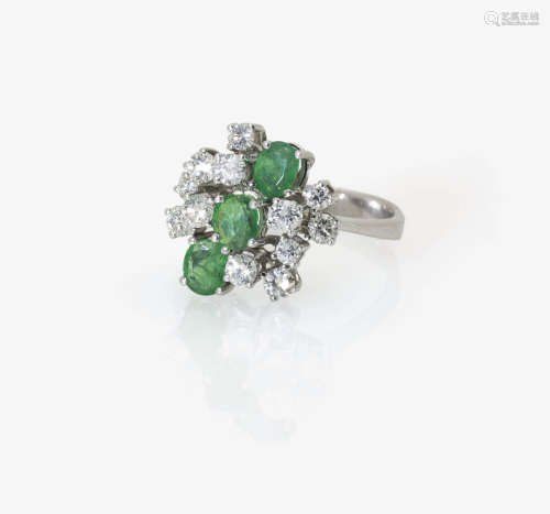 An Emerald and Diamond Cocktail Ring