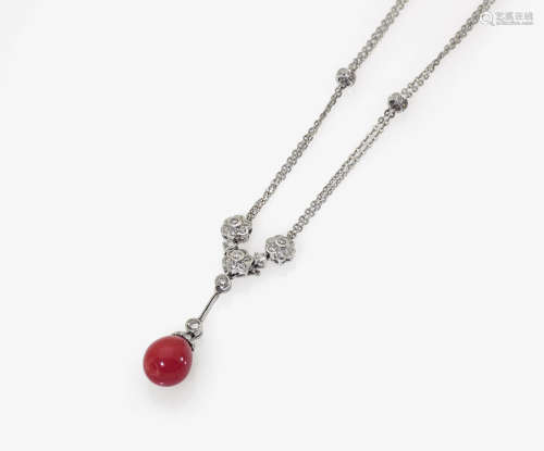 A Coral and Diamond Necklace