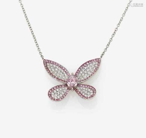 A Natural Pink and Purple Diamond ''Butterfly'' Necklace