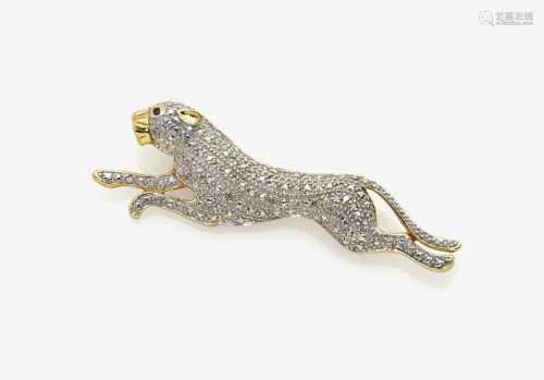 A Diamond and Sapphire Brooch in the Form of a Panther