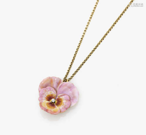 An Enamel and Diamond 'Shorty' Pansy Necklace