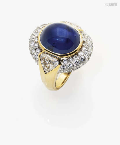 A Sapphire and Diamond Ring