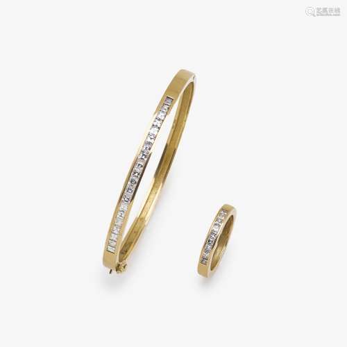 A Diamond Bangle and Ring Suite