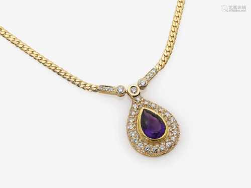 An Amethyst and Diamond Necklace