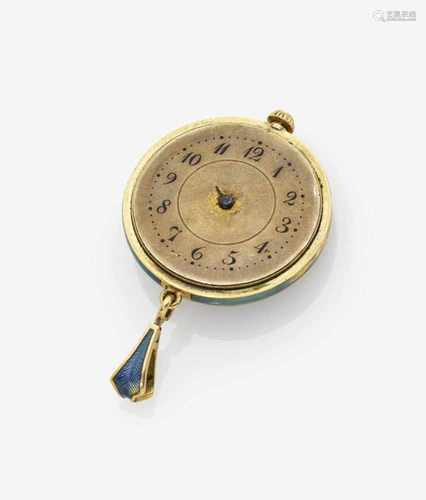 A Diamond and Blue Enamel Pendant/Small Pocket Watch