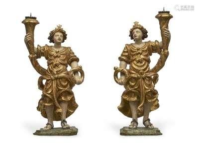 A pair of North Italian 17th c. (?) chandelier angels.