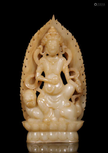 Qing Dynastyy - A Hetian Jade God of Wealth Statue