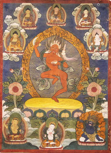 Qing Dynastyy - Gold Trace Canvas Thangka