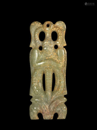 Hongshan Culture - Jade Immortal Figure Pendant