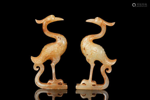 Tang Dynastyy - Pair of Hetian Jade Crane