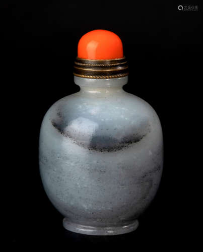 Qing Dynastyy - Colored Hetian Jade Snuff Bottle