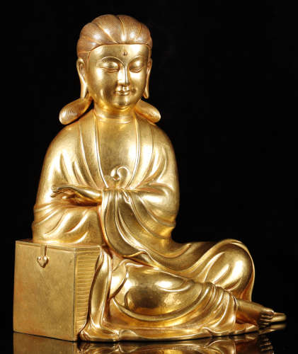 Qing Dynastyy - Pure Gold Relaxing Buddha Statue