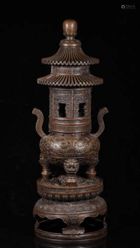 Qing Dynastyy - Bronze Pagoda Censer