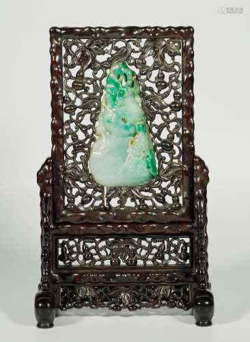 Qing Dynastyy-Rosewood with Jadeite Inlay Screen