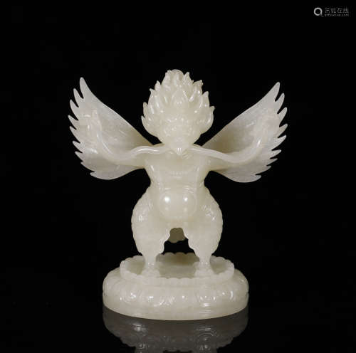 Qing Dynastyy - Hetian Jade Kalavinka Statue