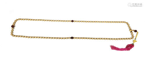 Qing Dynastyy - 108 Pure Gold Beads Gem Inlay
