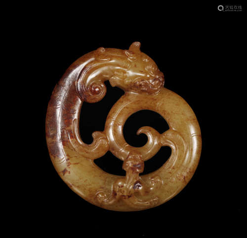 Han Dynastyy - Carved Jade Dragon Pendant