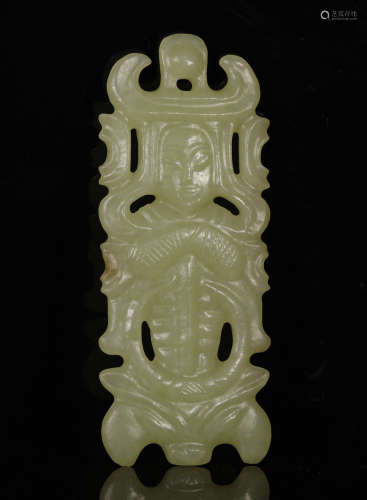 Hongshan Culture-Carved Jade Immortal Pendant