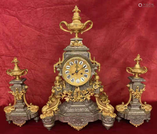 Three 19th Century French Gilt Clock