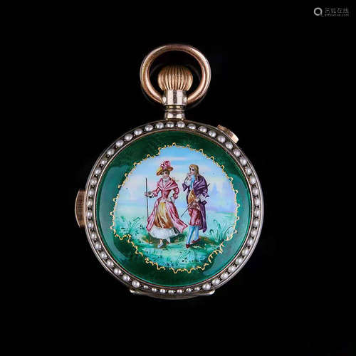 18th Century Vitreous Enamel & Silver Gilt Pocket Watch