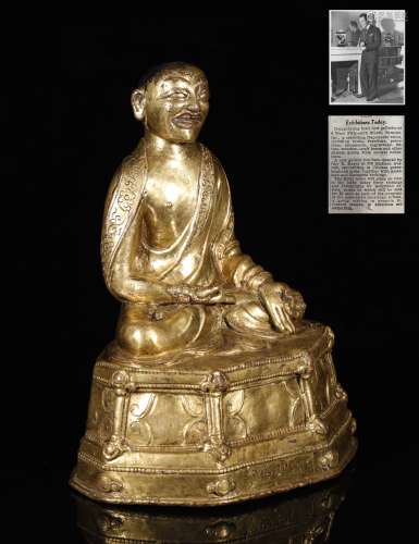 Qing Dynastyy - Gilt Buddhist Guru Statue