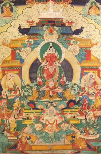 Qing Dynasty - Bhaisajyaguru Buddha Thangka