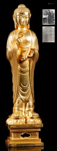 Liao Dynastyy - Pure Gold Standing Buddha Statue