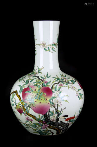 A LARGE FAMILLE ROSE CELESTIAL BOTTLE