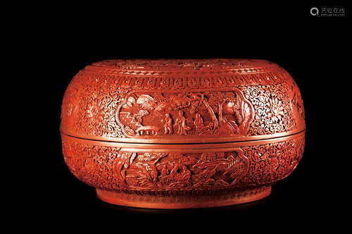 A CARVED CINNABAR BIG BOX雕漆大捧盒