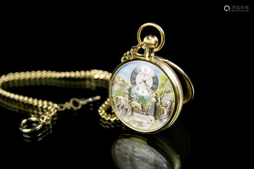 A CHARLES REUGE POCKET WATCHCHARLES REUGE 瑞士造人物動像八音懷錶